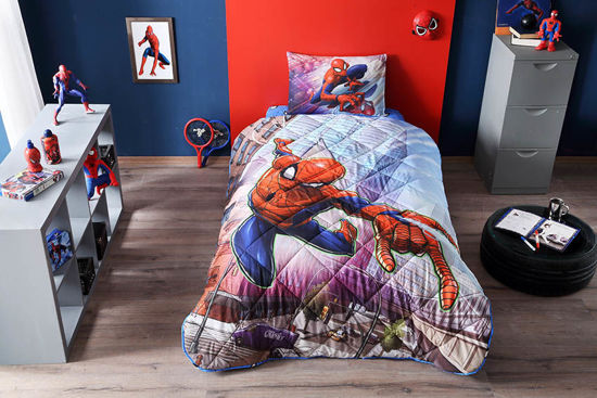 Taç Lisanslı Spiderman Tek Kişilik Yorgan Seti resmi
